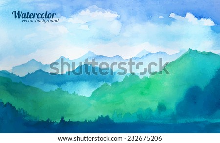 mountain watercolor vector
