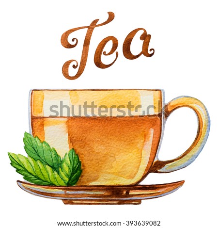Cup of tea. Watercolor illustration.