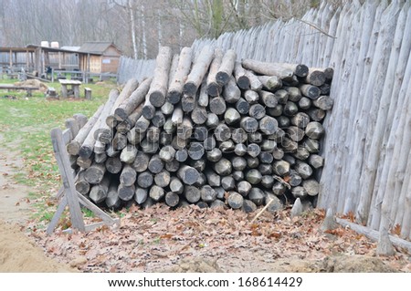 The wood wall of ancient castle