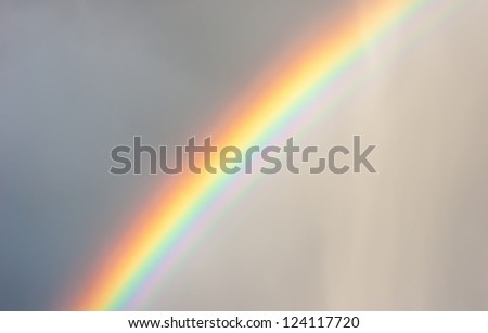 Rainbow of red, orange, yellow, green, blue, indigo, and violet during a brief shower