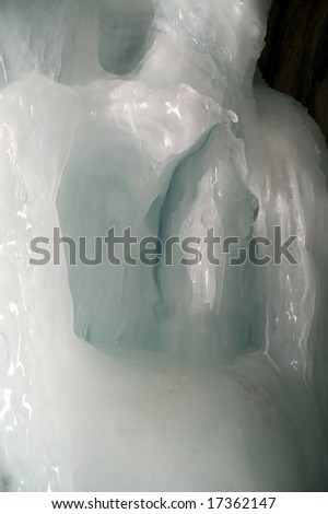 Ice formed from water dripping in a tunnel