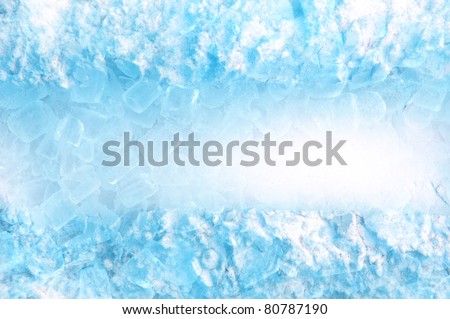 abstract ice cube and snow  in blue light background