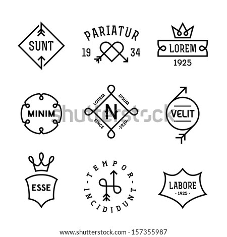 vintage hipster labels with heart, arrow, crown