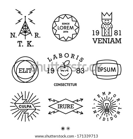 vintage minimal labels with king, shield