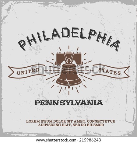 vintage label with Philadelphia logo ( T-Shirt Print )