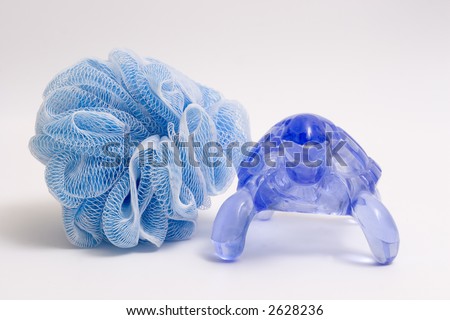 SPA Items  isolated blue Loofah