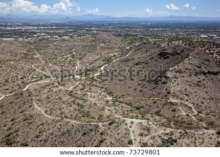 Aerial of hiking trails at South Mountain