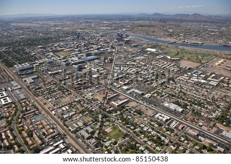 Aerial view of Arizona State University in Tempe, Arizona