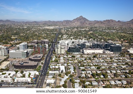 Aerial View Of The Camelback Corridor Financial District In Phoenix ...