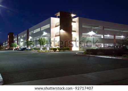 Modern Parking Garage at Night