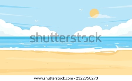 Tropical summer beach background. Beach landscape vector illustration.