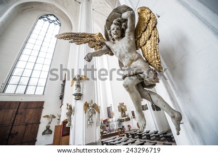 GDANSK, POLAND - OCTOBER 17: Interior of Basilica of the Assumption of the Blessed Virgin Mary known as St. Mary\'s Church on October 17, 2014 in Gdansk