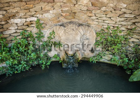 Small fountain in Montjuic Park in Barcelona, Spain