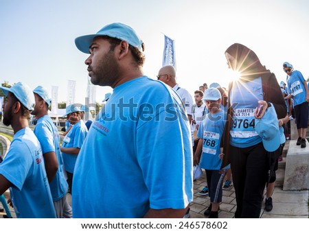 DUBAI - DECEMBER 12: Beat Diabetes Walk in Jumeira Park as seen on December 12, 2014. Beat diabetes is an initiative walk fund raising by Landmark Group that runs annually.