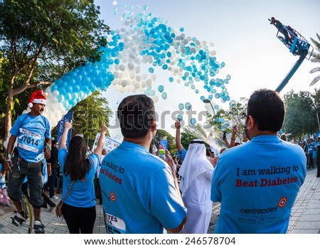 DUBAI - DECEMBER 12: Beat Diabetes Walk in Jumeira Park as seen on December 12, 2014. Beat diabetes is an initiative walk fund raising by Landmark Group that runs annually.