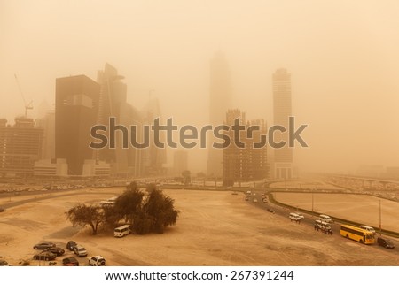 A recent sand storm covered Dubai can be seen here.
