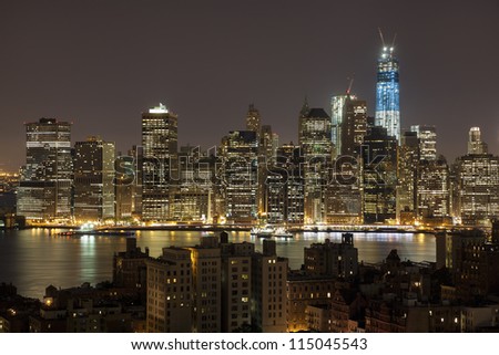 New York by night - view from Brooklyn Heights on Manhattan