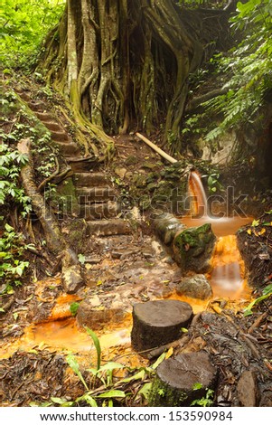 mineral spring of hot mineral water on island Java, Indonesia