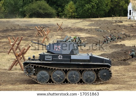 Taganrog, Russia - AUGUST 2008: German tank. Military - historical reconstruction \