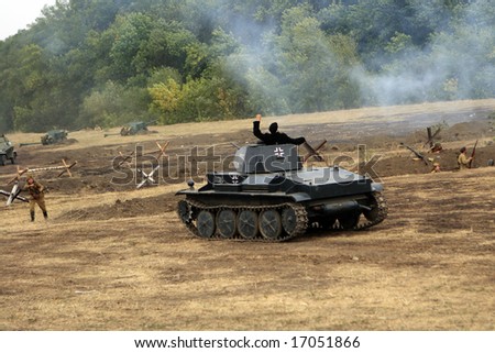 Taganrog, Russia - AUGUST 2008: German tank. Military - historical reconstruction \