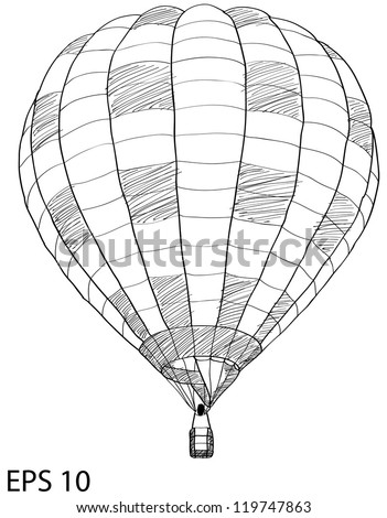 Hot Air Balloon Vector Sketch Up line, EPS 10.
