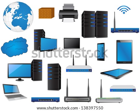 LAN Network Diagram icons Vector Illustrator , EPS 10. for Business and Technology Concept.