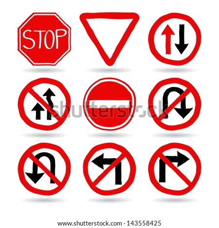 Doodle Traffic Signs, Vector Illustration Eps 10. - 143558425 ...