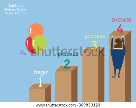Concept with Business cartoon people work hard for success, Vector Illustration EPS 10.