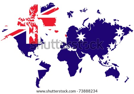 World map background with Australia flag.