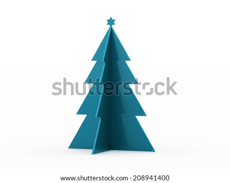 Blue Abstract Christmas Tree Isolated On White Background Stock Photo