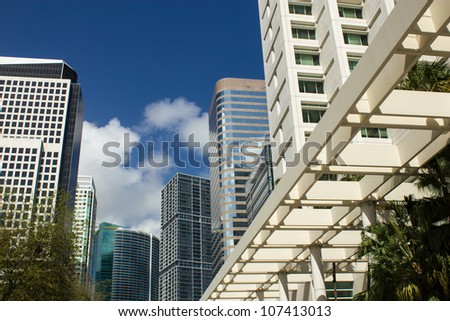 Business buildings in Miami Florida reaching for the sky, U.S.A.