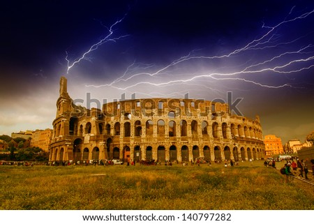 Rome. Storm above Colosseum.