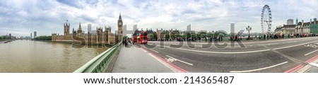 LONDON - SEPTEMBER 26, 2013: Tourists in Westminster area. London is visited by 50 million people each year.