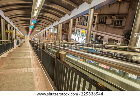 HONG KONG - MAY 7, 2014: The world famous trans city escalator. They are used to help people climb steep streets.
