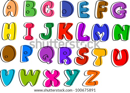 Colorful Hand Written Abc Letters From A To Z, Vector - 100675891 ...