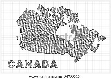 scribble sketch of Canada on grid,Vector illustration.