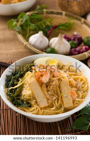 prawn noodles also known as har mee, famous food in Malaysia