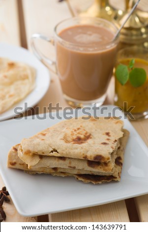 Chapati indian foods with items on background