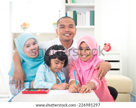 malay family learning together with lifestyle background