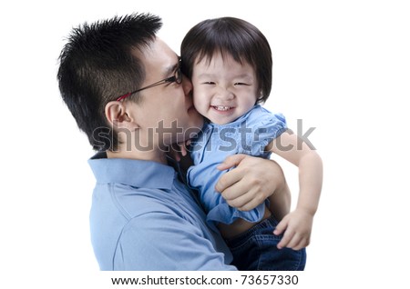 Similar – Image, Stock Photo Young ethnic man kissing cheek of smiling girlfriend working remotely on netbook in cafeteria