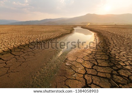 Dried lake and river on summer, Water crisis and Drouht impact case or climate change. Сток-фото © 