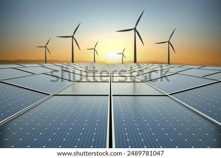 Similar – Image, Stock Photo Wind turbines in the North German Plain