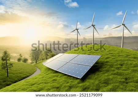 Similar – Image, Stock Photo Sunrise with power plant and industry