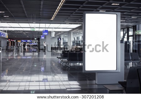 Empty advertising frame in airport