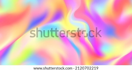 Iridescent holographic abstract rainbow seamless pattern. Vibrant background in 80s and 90s style. Tie dye art gradient effect. Unicorn wallpaper. Fairy tale backdrop. Сток-фото © 