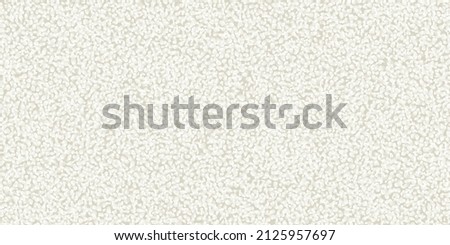 Fluffy white abstract dotted terry towel or carpet seamless pattern top view. Noise vector texture. Domestic cotton rug or mat closeup. Woollen soft canvas structure. Smooth hotel spa towel.