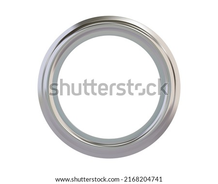 Silver metal grommet ring for paper, card, tag, sticker or hanger isolated on white background. Banner steel or chrome circle realistic eyelet mockup. Vector illustration
