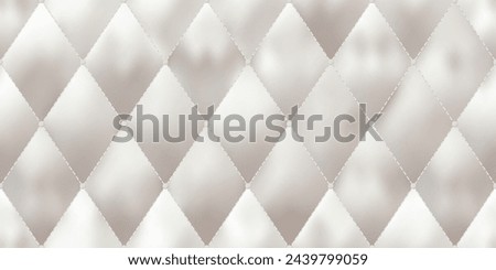 Silver white mattress surface with smooth silky seamless texture. Padded furniture upholstery with buttons at the corners of diamonds. Soft blanket, quilted fabric. Gradient mesh vector illustration