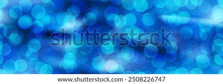 Festive electric blue bg with overlay circle seamless pattern and grainy texture. Cobalt festive abstract vector background with gradient mesh and glow effect