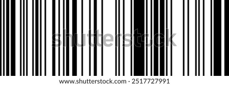 Monochrome bar code seamless pattern. Simple vector illustration. Binary bg with irregular thin and thick vertical lines